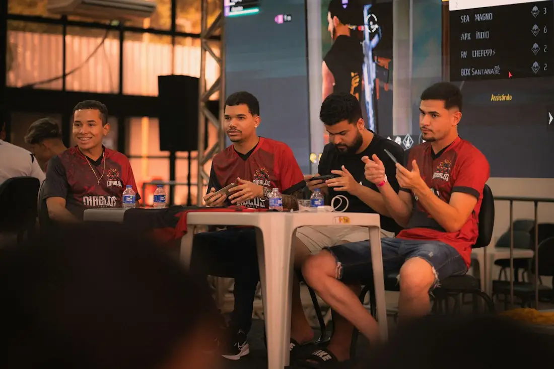 Esports team in custom uniforms